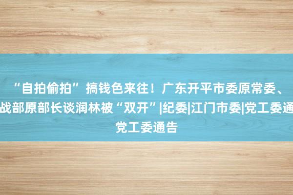 “自拍偷拍” 搞钱色来往！广东开平市委原常委、统战部原部长谈润林被“双开”|纪委|江门市委|党工委通告